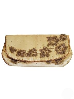 Sharonee Ivory Beaded Clutch Purse Vintage 50s